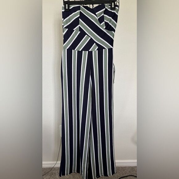 Planet Gold Strapless Striped Jumpsuit Size Medium - Picture 6 of 9